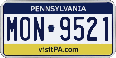 PA license plate MON9521