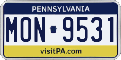 PA license plate MON9531