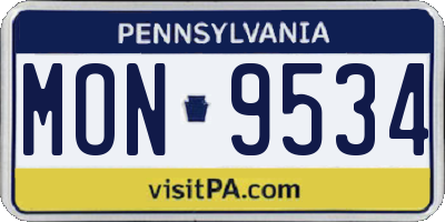 PA license plate MON9534