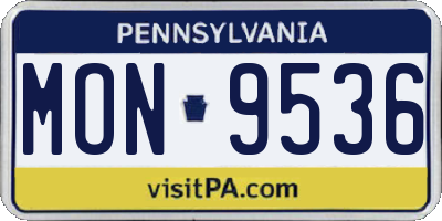 PA license plate MON9536
