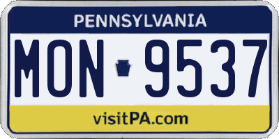 PA license plate MON9537