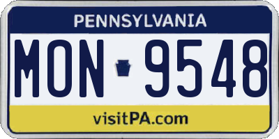 PA license plate MON9548