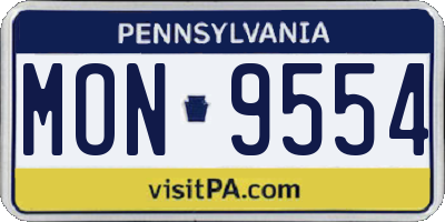 PA license plate MON9554