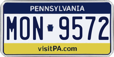 PA license plate MON9572