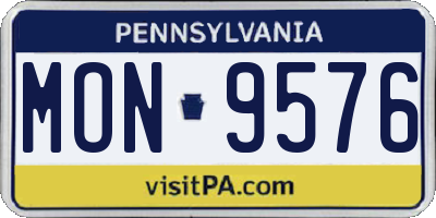 PA license plate MON9576