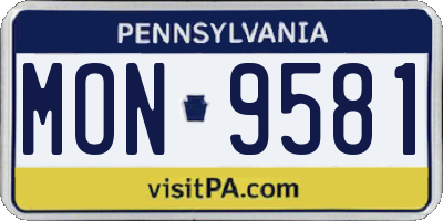 PA license plate MON9581
