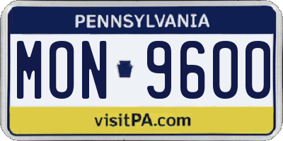 PA license plate MON9600
