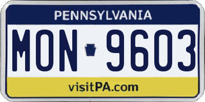 PA license plate MON9603