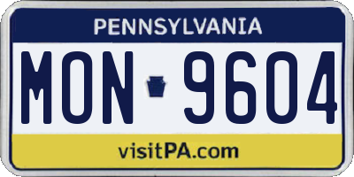 PA license plate MON9604