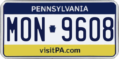 PA license plate MON9608
