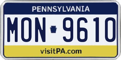 PA license plate MON9610