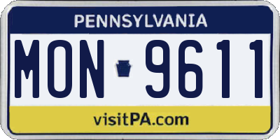 PA license plate MON9611