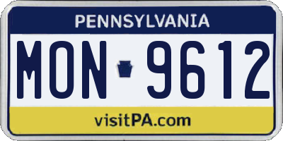 PA license plate MON9612