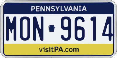 PA license plate MON9614