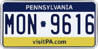 PA license plate MON9616