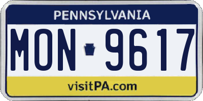 PA license plate MON9617