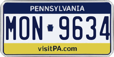 PA license plate MON9634