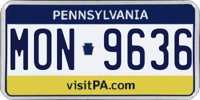 PA license plate MON9636