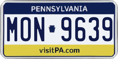 PA license plate MON9639