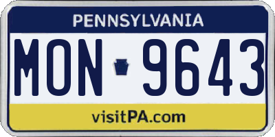 PA license plate MON9643