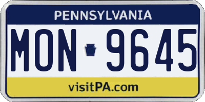 PA license plate MON9645