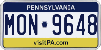 PA license plate MON9648