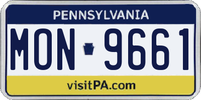 PA license plate MON9661