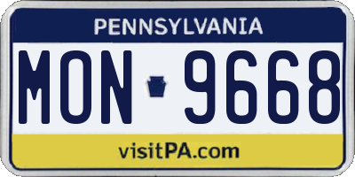 PA license plate MON9668