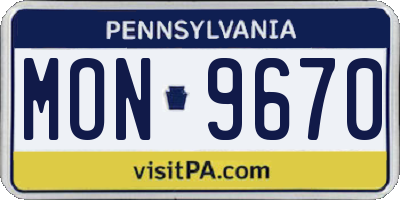 PA license plate MON9670