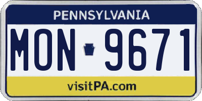 PA license plate MON9671