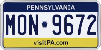 PA license plate MON9672