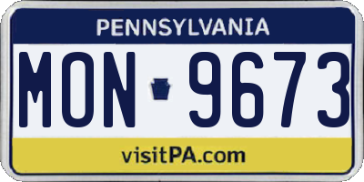 PA license plate MON9673