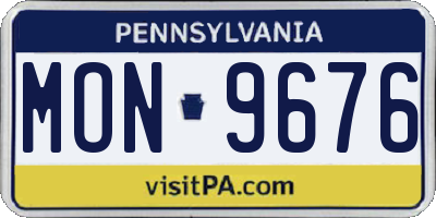 PA license plate MON9676