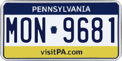 PA license plate MON9681