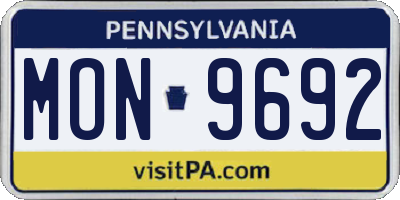 PA license plate MON9692