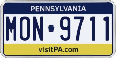 PA license plate MON9711
