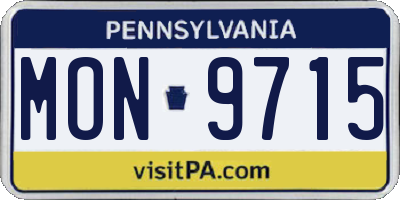 PA license plate MON9715