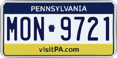 PA license plate MON9721