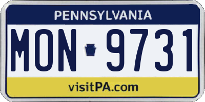 PA license plate MON9731