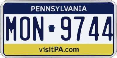PA license plate MON9744