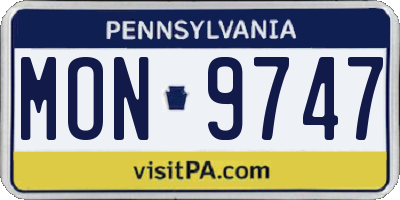 PA license plate MON9747