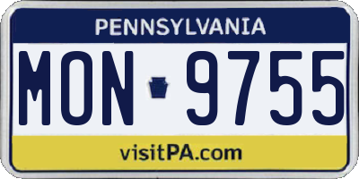 PA license plate MON9755