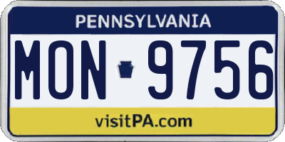 PA license plate MON9756