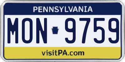 PA license plate MON9759