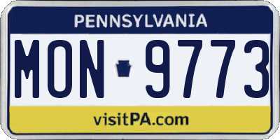 PA license plate MON9773
