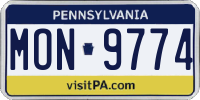 PA license plate MON9774