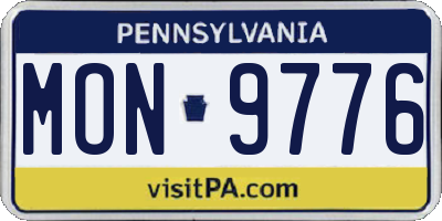 PA license plate MON9776