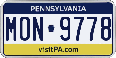 PA license plate MON9778