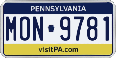 PA license plate MON9781