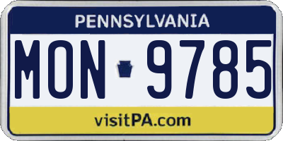 PA license plate MON9785